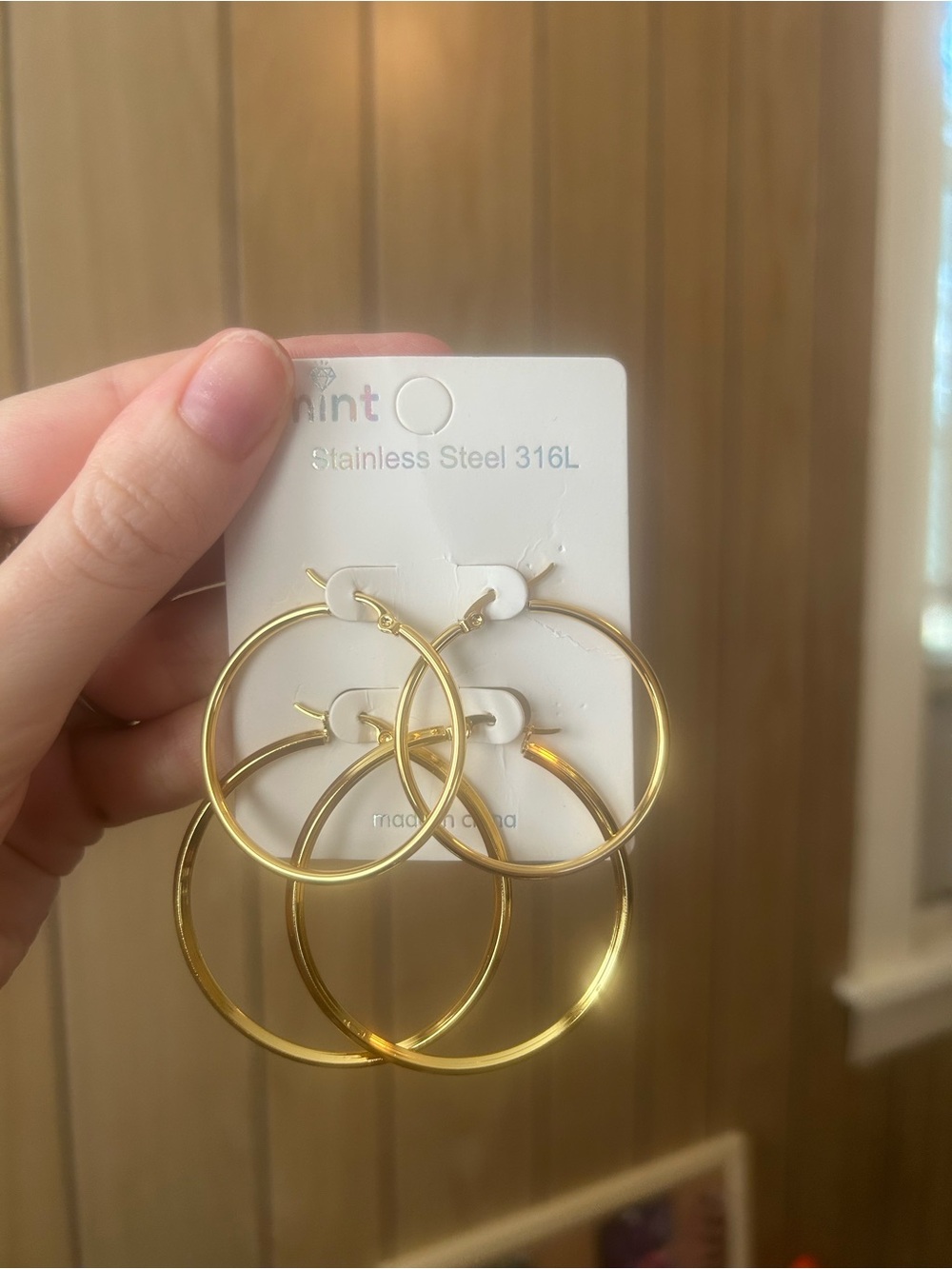 Gold hoop earrings- set of two